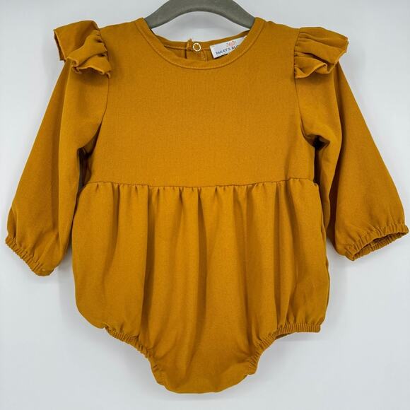 Bailey's‎ Blossoms Girl's Ruffle Bubble Romper Dusty Mustard 9-12 Months - Picture 1 of 6